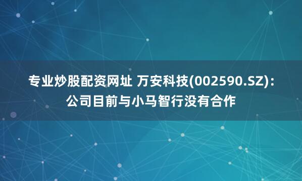 专业炒股配资网址 万安科技(002590.SZ)：公司目前与小马智行没有合作