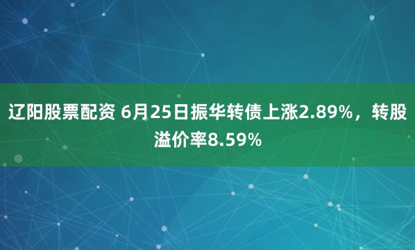 辽阳股票配资 6月25日振华转债上涨2.89%，转股溢价率8.59%