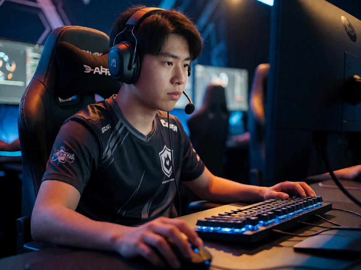 电竞比赛现场选手竞技对决氛围